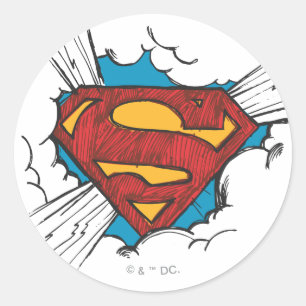Sticker Rond Superman S-Shield   Dans le logo Nuages