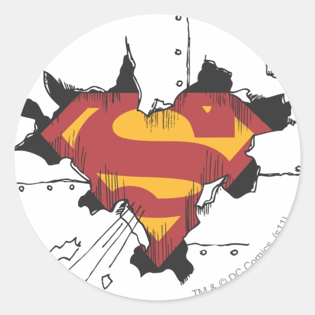 Sticker Rond Superman S-Shield | Logo en métal cassé (Devant)
