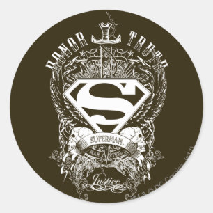 Sticker Rond Superman Stylisé   Logo d'honneur, vérité et justi