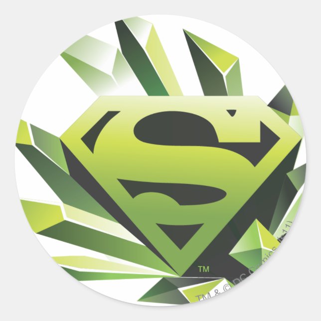 Sticker Rond Superman Stylisé | Logo du Bouclier vert (Devant)