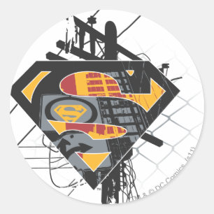 Sticker Rond Superman Stylisé   Logo Powerlines