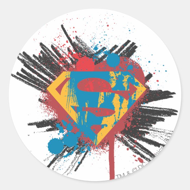 Sticker Rond Superman Stylisé | Logo Splatter (Devant)