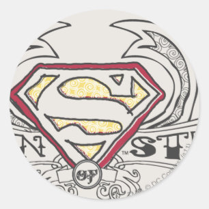 Sticker Rond Superman Stylisé   Logo Texture