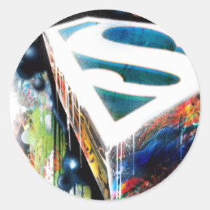 Sticker Rond Superman Stylisé   Logo Urban Graffiti