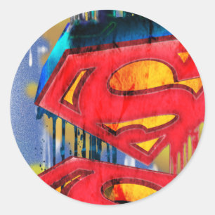 Sticker Rond Superman Stylisé Logo Urban Spraypaint