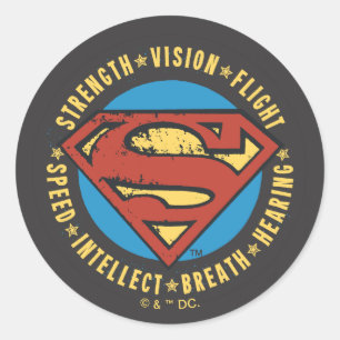 Sticker Rond Superman Stylized Strength Vision Flight Logo