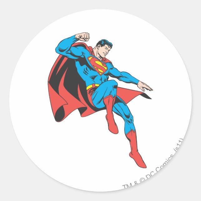 Sticker Rond Superman Terres Légèrement (Devant)