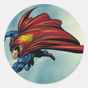 Sticker Rond Superman vole avec cap