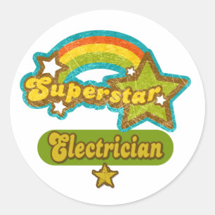 Sticker Rond Superstar Electricien