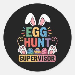 Sticker Rond Superviseur de chasse aux oeufs Bunny Paws Pâques 