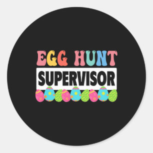 Sticker Rond Superviseur de chasse aux oeufs tenue mignonne Pâq