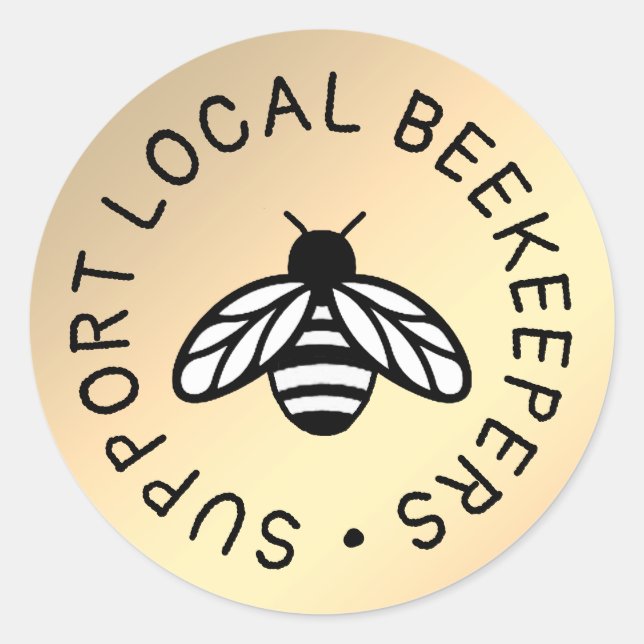 Sticker Rond Support apiculteurs locaux jolie abeille à miel Ic (Devant)