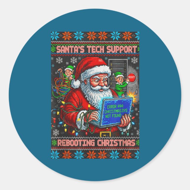 Sticker Rond Support s Tech Santa Ugly Rebooting (Devant)