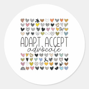 Sticker Rond Support Sensibilisation sur l'autisme Adapt Accept