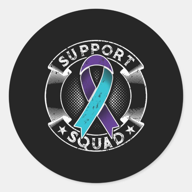 Sticker Rond Support Squad Ribbon Suicide Prevention (Devant)