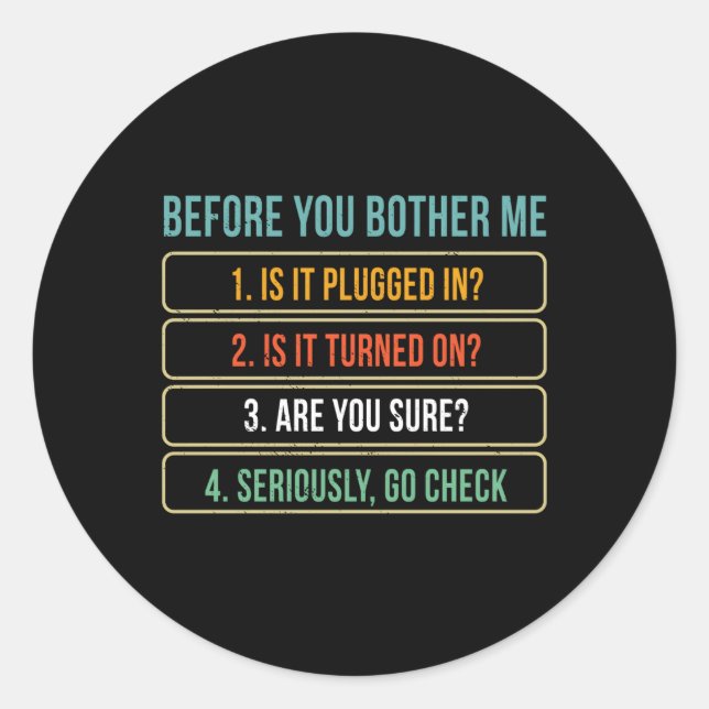 Sticker Rond Support technique informatique (Devant)