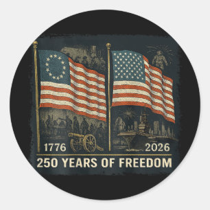 Sticker Rond Sur Ck Drapeau Betsy Ross 250 Ans De Liberté 1776-