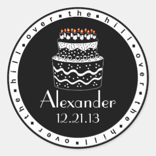 Sticker Rond Sur La Colline Gâteau D'Anniversaire