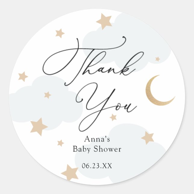 Sticker Rond Sur la lune Baby shower cadeau Stick classique ron (Devant)