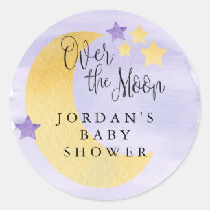 Sticker Rond Sur la Lune, violet personnalisé