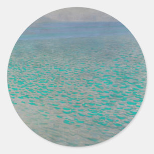 Sticker Rond Sur le lac Attersee par Gustav Klimt, Vintage Fine