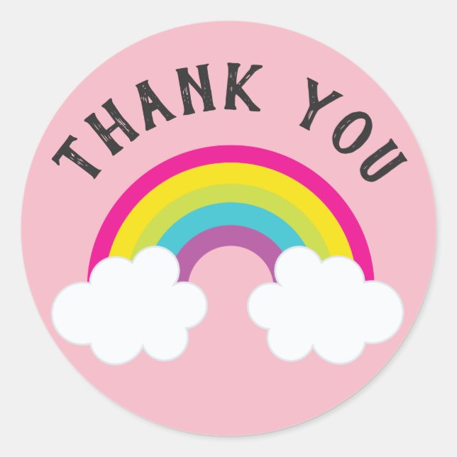 Sticker Rond Sur Le Merci Arc-En-Ciel (Devant)