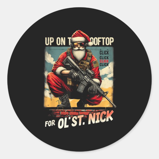 Sticker Rond Sur Le Toit Cliquez Sur Cliquez Sur Noël (Devant)