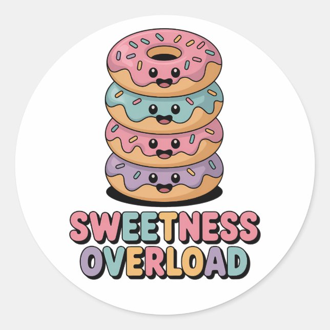 Sticker Rond Surcharge de sucrerie | Enfants Donut (Devant)