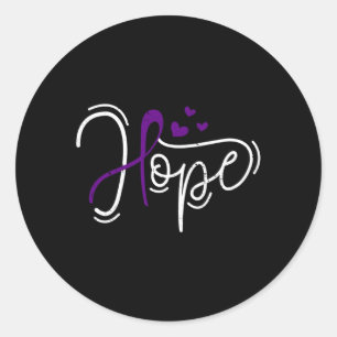 Sticker Rond Surdosage d'espoir pour hommes Ruban violet de sen