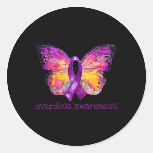 Sticker Rond Surdose Sensibilisation Beurre à ruban violet Grie (Devant)