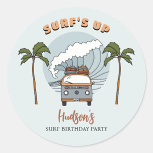 Sticker Rond Surf à l'anniversaire