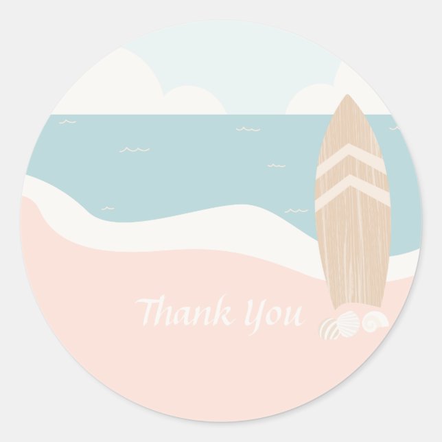 Sticker Rond Surf Beach Merci (Devant)