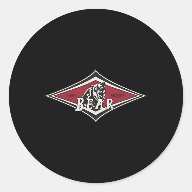 Sticker Rond Surf Bear Big Wednesday Cult Surfboard Surf (Devant)