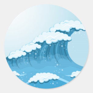Sticker Rond Surf Blue Wave et océan