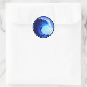 Sticker Rond surf cool bleu vague
