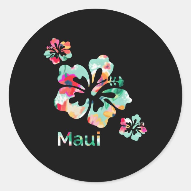 Sticker Rond Surf des fleurs d'Hibiscus hawaïens des îles Maui  (Devant)