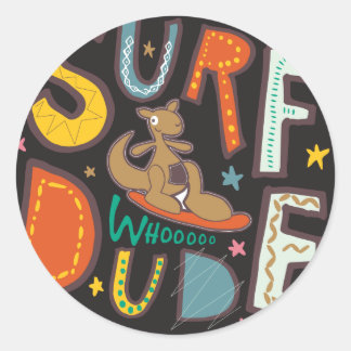 Sticker Rond Surf Dude