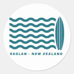 Sticker Rond Surf Raglan Nouvelle Zélande
