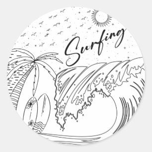 Sticker Rond surf surf up surf fun T-Shirt