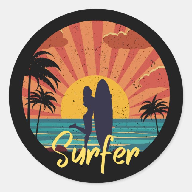Sticker Rond Surfer (Devant)