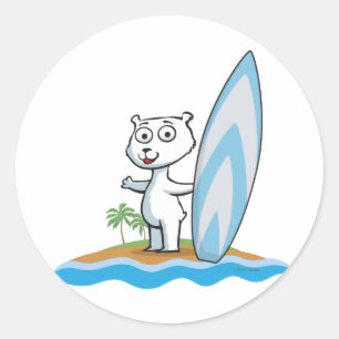 Sticker Rond Surfer à ours polaires