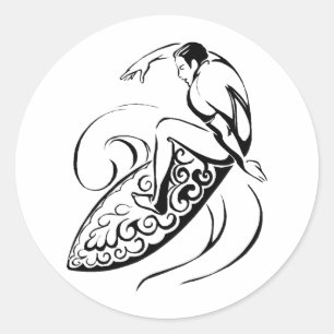 Sticker Rond Surfer Dude