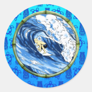 Sticker Rond Surfer en cercle de bambou