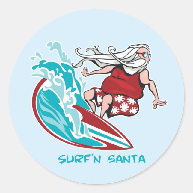 Sticker Rond Surf'n Père Noël (Devant)