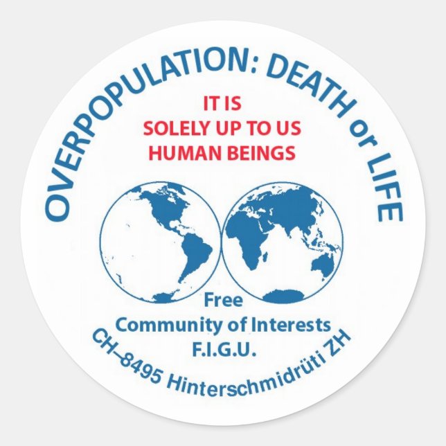 Sticker Rond Surpopulation : Mort ou vie (Devant)