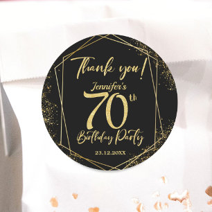 Sticker Rond Surprise 70e fête d'anniversaire Black & Gold Part