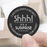 Surprise fête d'anniversaire Shhh! Noir et blanc s