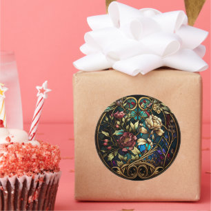 Sticker Rond Surprise florale en verre tendu