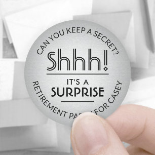 Sticker Rond Surprise Retraite Faux Foil noir & argent