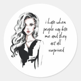 Sticker Rond Surprised Bite me